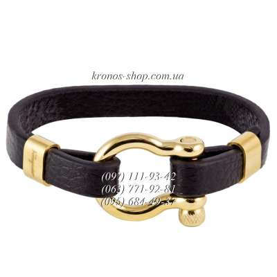 Кожаный браслет Ferragamo №1-3 Black-Gold