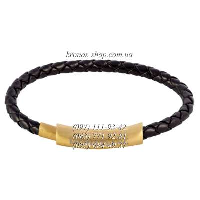 Кожаный плетеный браслет Montblanc №5 Black/Gold