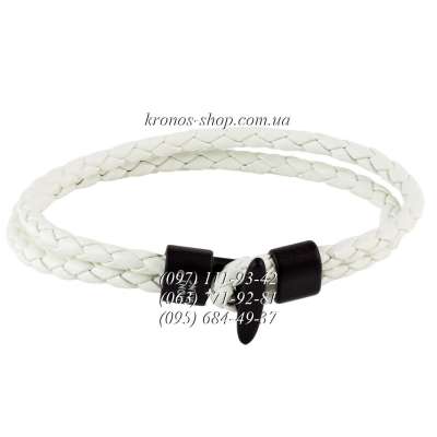 Кожаный плетеный браслет Montblanc №9-2 White/Black