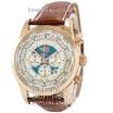 Breitling Transocean Chronograph Unitime Leather Brown/Gold/White