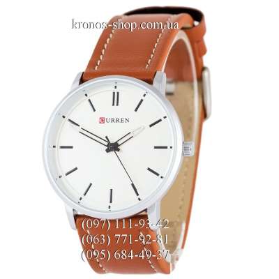 Curren 8233 Leather Brown/Silver/White