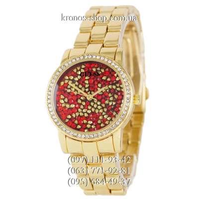 Guess Pave Dial Gold/Red-Gold