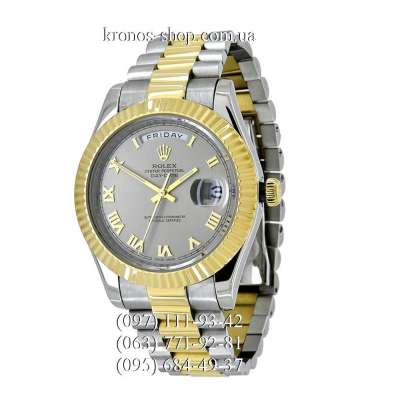 Rolex Day-Date Steel Rome Silver-Gold/Gold/Gray