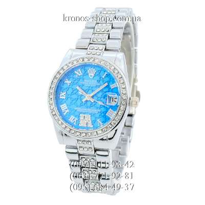 Rolex B61 Full Pave Silver/Blue