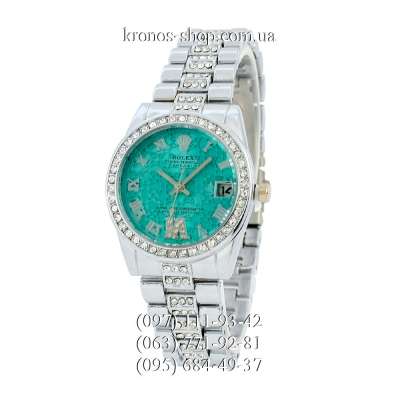 Rolex B61 Full Pave Silver/Turquoise