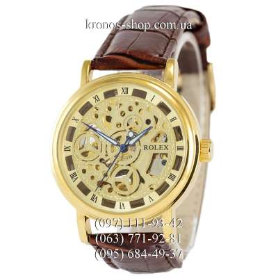 Rolex Automatic Skeleton Brown/Gold
