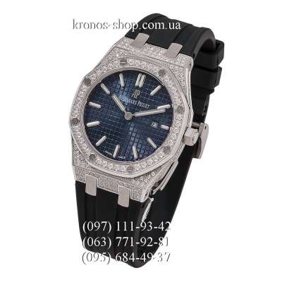 Audemars Piguet Royal Oak Quartz Lady Diamonds Rubber Black/Silver/Blue