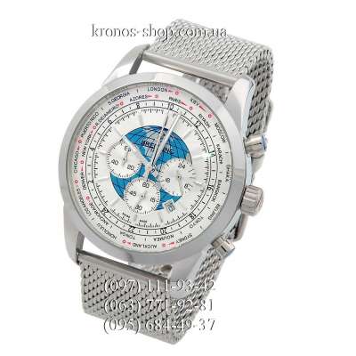 Breitling Transocean Chronograph Unitime Silver/White