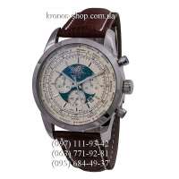 Breitling Transocean Chronograph Unitime Leather Brown/Silver/White