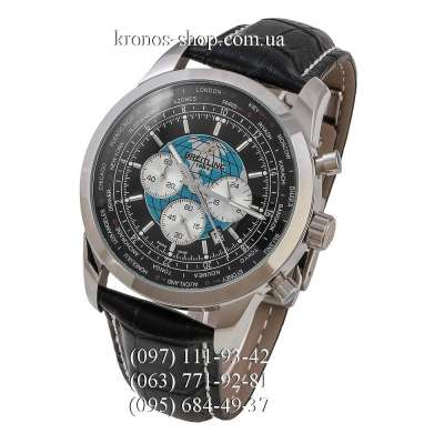 Breitling Transocean Chronograph Unitime Leather Black/Silver/Black