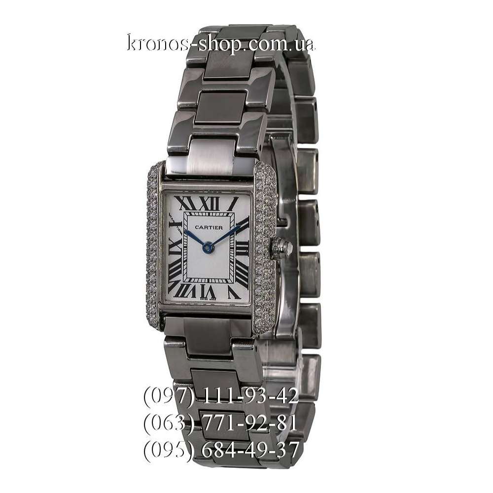 Cartier Tank Anglaise Pave Silver White Kronos
