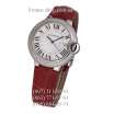 Cartier Ballon Bleu de Cartier Crystals Date Leather Red/Silver/White