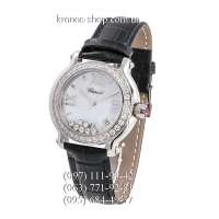 Chopard Happy Sport Round 7 Diamonds Leather Black/Silver/White