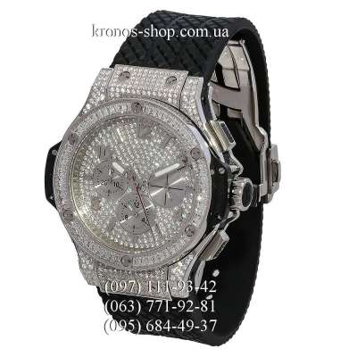 Hublot Big Bang Chronograph Steel Diamonds Full Pave Black/Silver