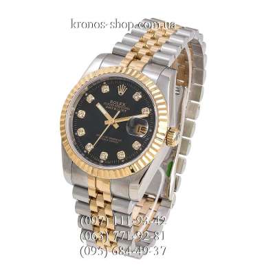 Rolex Datejust Steel Brilliants Fluted Bezel Silver-Gold/Gold/Black