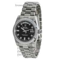 Rolex Day-Date Steel Fluted Bezel White Gold/Black