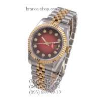 Rolex Datejust Steel Brilliants Fluted Bezel Silver-Gold/Gold/Red