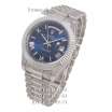 Rolex Day-Date Steel Rome Fluted Bezel Silver/Blue