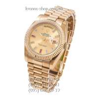 Rolex Day-Date Steel Fluted Bezel All Gold-Red