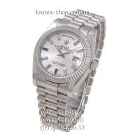 Rolex Day-Date Steel Fluted Bezel All Silver-Blue