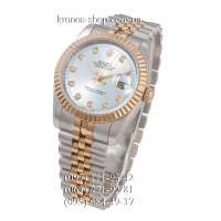 Rolex Datejust Steel Brilliants Fluted Bezel Silver-Gold/Gold/Light Blue