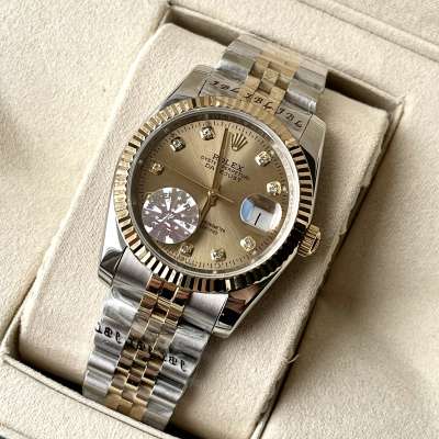 Rolex Datejust Steel Brilliants Fluted Bezel Silver-Gold/Gold/Gold