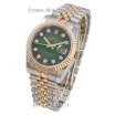 Rolex Datejust Steel Brilliants Fluted Bezel Silver-Gold/Gold/Green