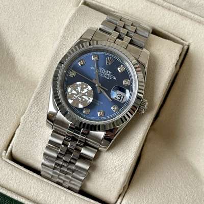 Rolex Datejust Steel Brilliants Fluted Bezel Silver/Blue