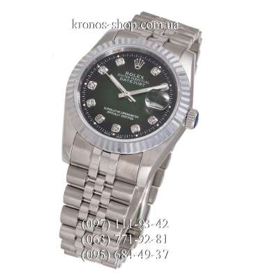 Rolex Datejust Steel Brilliants Fluted Bezel Silver/Green