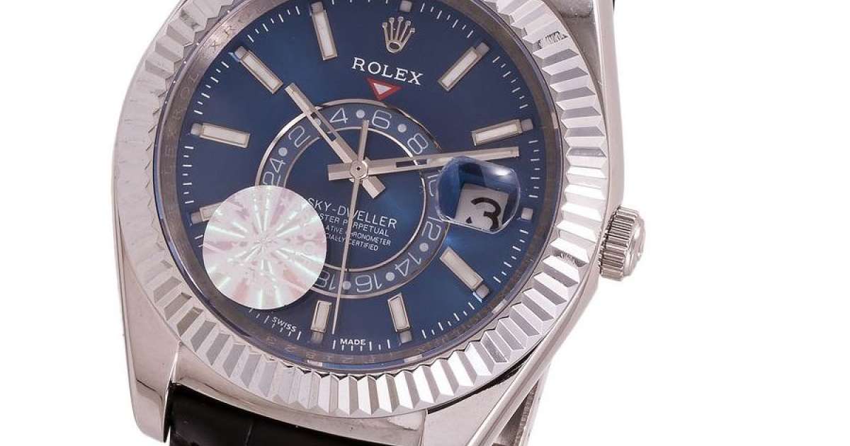 Часы Rolex Sky-Dweller Leather Black/Silver/Blue копия, купить в