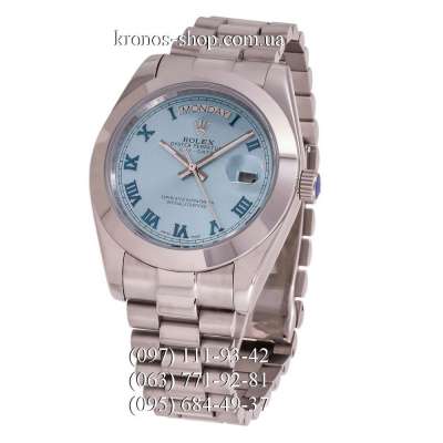 Rolex Day-Date Steel Rome V2 Silver/Blue