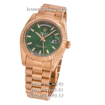 Rolex Day-Date Steel Fluted Bezel Gold/Green