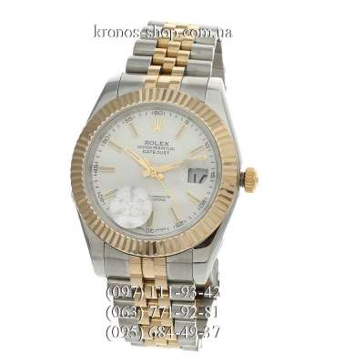 Rolex Datejust Steel Fluted Bezel Silver-Gold/Gold/White