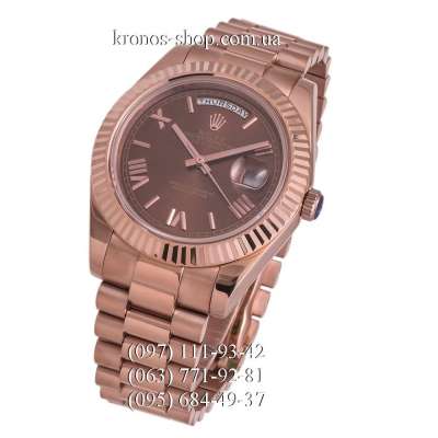 Rolex Day-Date Steel Rome Fluted Bezel All Rose Gold