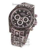 Rolex Cosmograph Daytona Skull Engraved Silver/Black