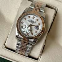 Rolex Datejust 36mm Pearl Steel Diamond Silver-Rose Gold/White