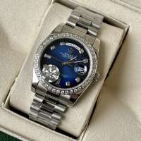 Rolex Day-Date 36mm Diamond Steel Rome Silver/Blue