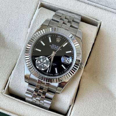 Rolex Datejust Steel Fluted Bezel Silver/Black