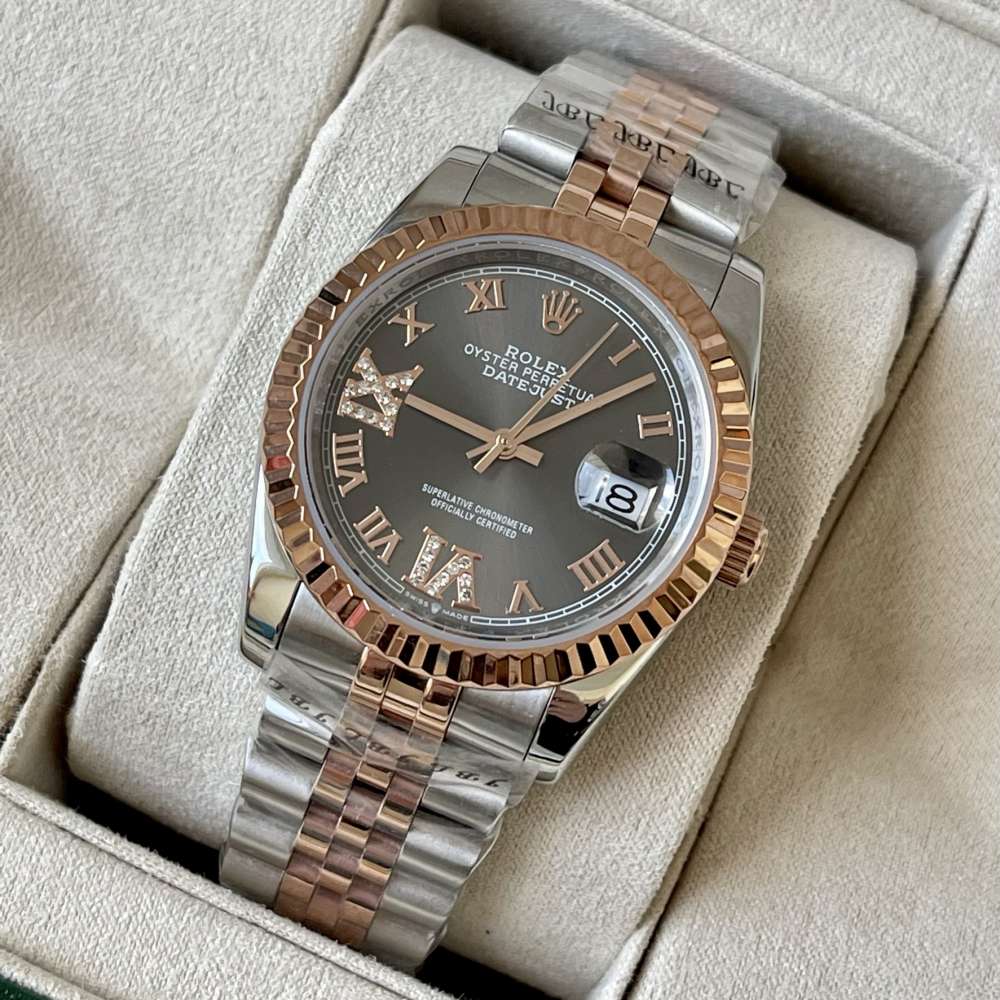 Rolex Datejust 36mm Steel Silver Rose Gold Grey Kronos