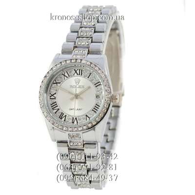 Rolex Datejust Quartz Women Diamonds Silver/White