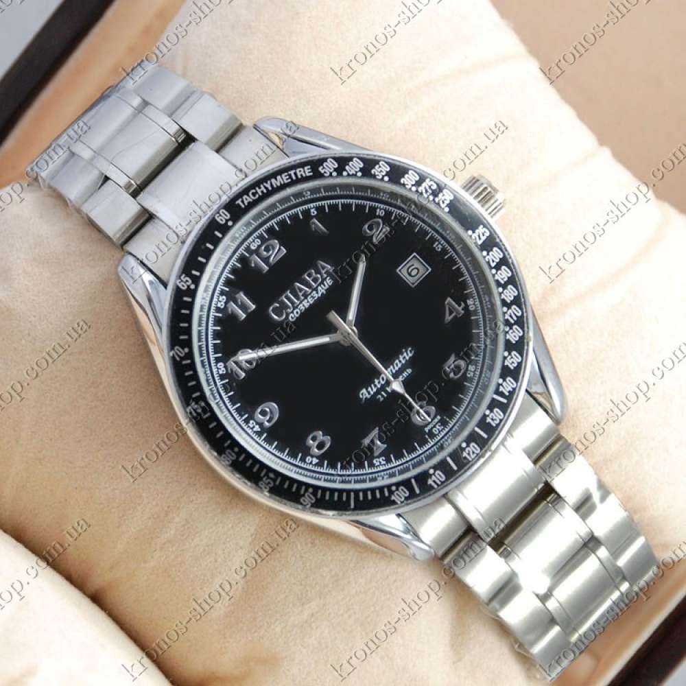 Часы Слава Созвездие Mechanic Tachymeter Steel Silver/Black копия