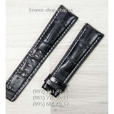 Ремешок для часов Breitling Leather Classic Black-White (24х20 мм)