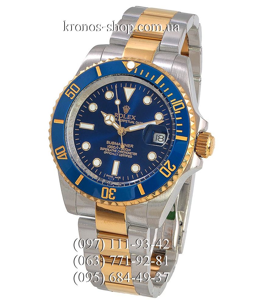 rolex silver gold blue